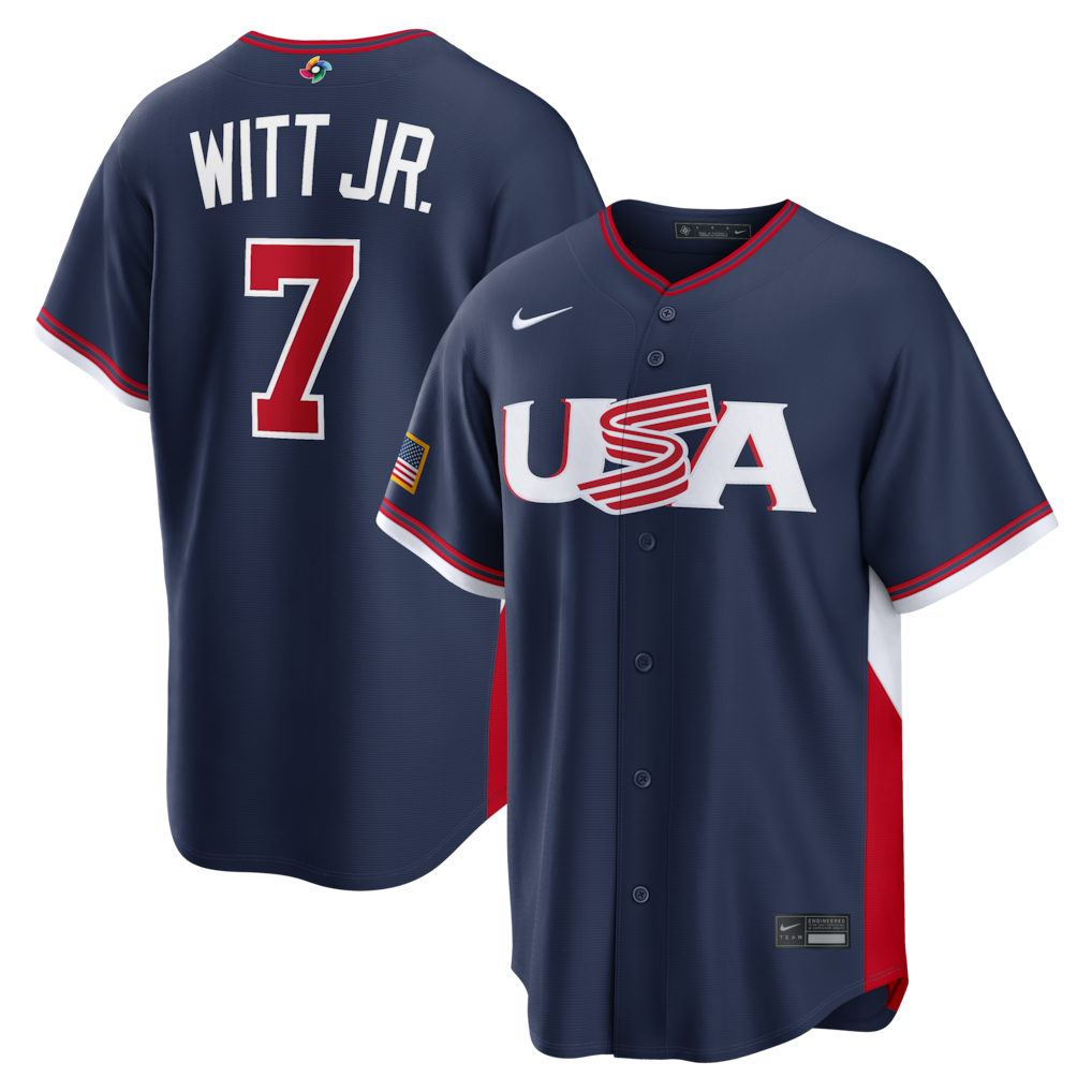 Men's USA Baseball Bobby Witt Jr. Nike Navy 2026 World Baseball Classic Road Stadium Jersey - ujerseystore