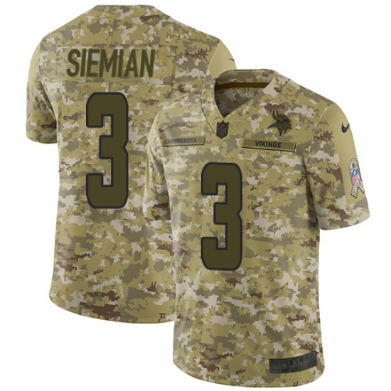 Men's Nike Minnesota Vikings #3 Trevor Siemian Limited Camo 2018 Salute to Service NFL Jersey - Ujersey