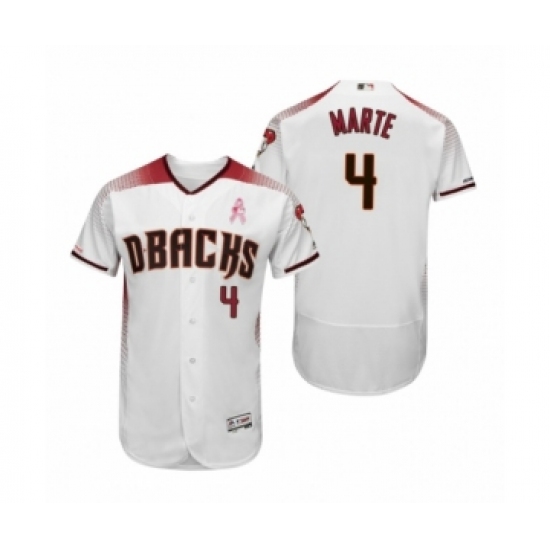 Men's Ketel Marte Arizona Diamondbacks #4 White Crimson 2019 Mothers Day Flex Base Authentic Jersey