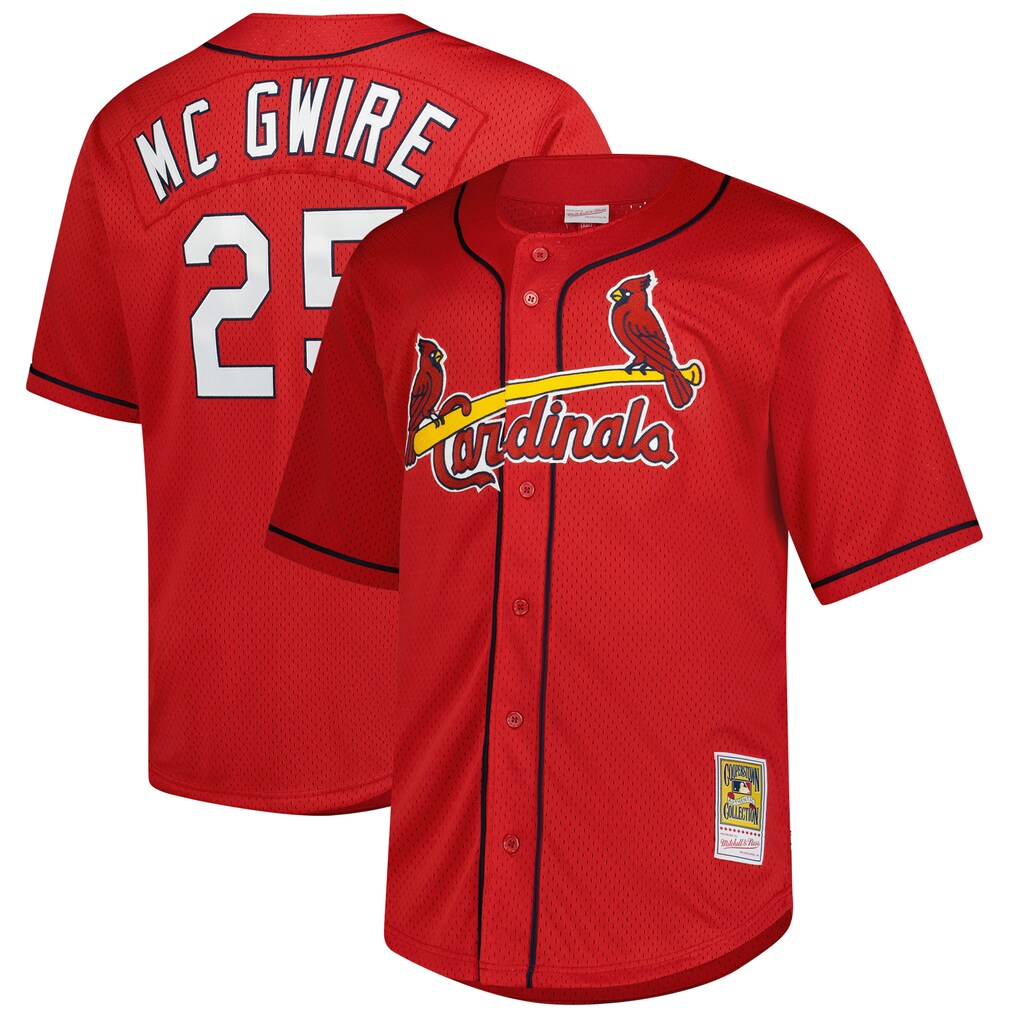 Men's St. Louis Cardinals Mark McGwire Mitchell & Ness Red Big & Tall Cooperstown Mesh Batting Practice Jersey