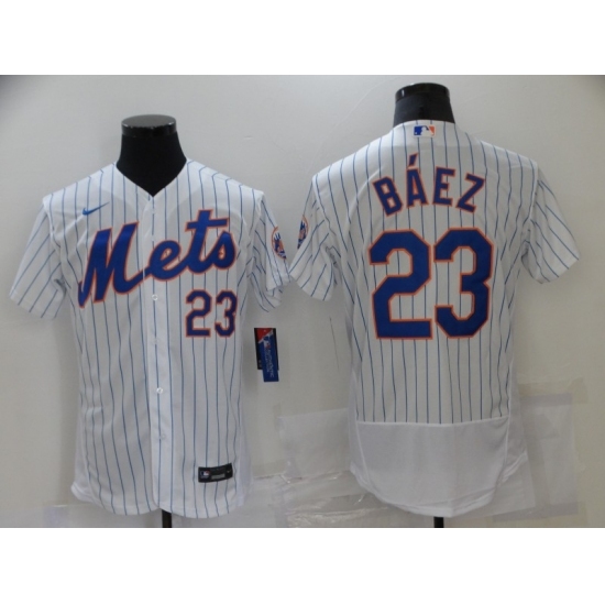 Men's Nike New York Mets #23 Javier Báez White Elite Authentic Baseball Jersey - Ujersey