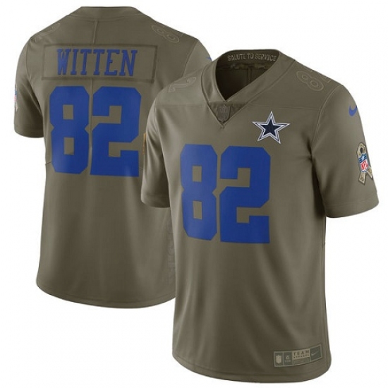 Youth Nike Dallas Cowboys #82 Jason Witten Limited Olive 2017 Salute to Service NFL Jersey - Ujersey