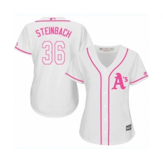 Women's Oakland Athletics #36 Terry Steinbach Authentic White Fashion Cool Base Baseball Jersey - Ujersey
