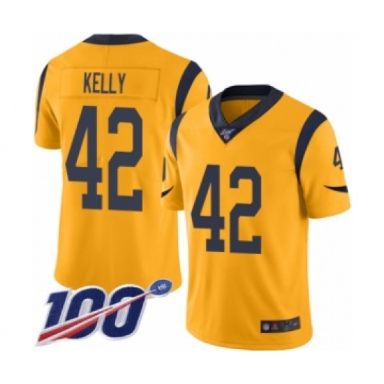 Men's Los Angeles Rams #42 John Kelly Limited Gold Rush Vapor Untouchable 100th Season Football Jersey - Ujersey