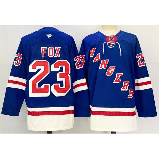 Men's New York Rangers #23 Adam Fox Royal 2024-25 Home With A Stitched Hockey Jersey