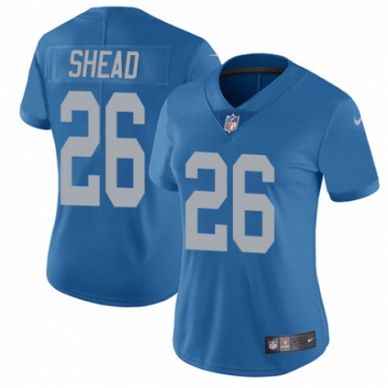 Women's Nike Detroit Lions #26 DeShawn Shead Blue Alternate Vapor Untouchable Elite Player NFL Jersey - Ujersey