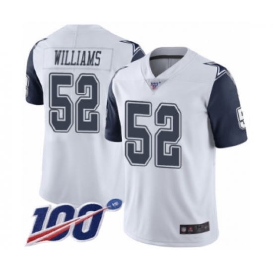 Men's Dallas Cowboys #52 Connor Williams Limited White Rush Vapor Untouchable 100th Season Football Jersey - Ujersey