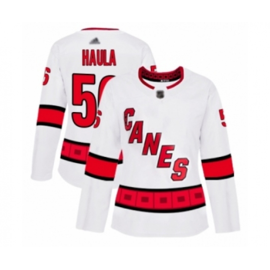 Women's Carolina Hurricanes #56 Erik Haula Authentic White Away Hockey Jersey - Ujersey
