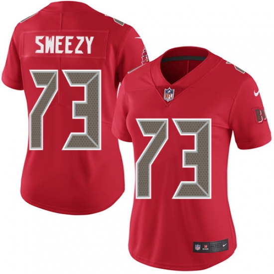 Women's Nike Tampa Bay Buccaneers #73 J. R. Sweezy Limited Red Rush Vapor Untouchable NFL Jersey - Ujersey
