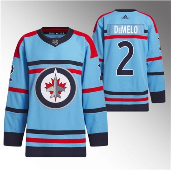 Men's Winnipeg Jets #2 Dylan DeMelo Light Blue Anniversary Primegreen Stitched Jersey - Ujersey