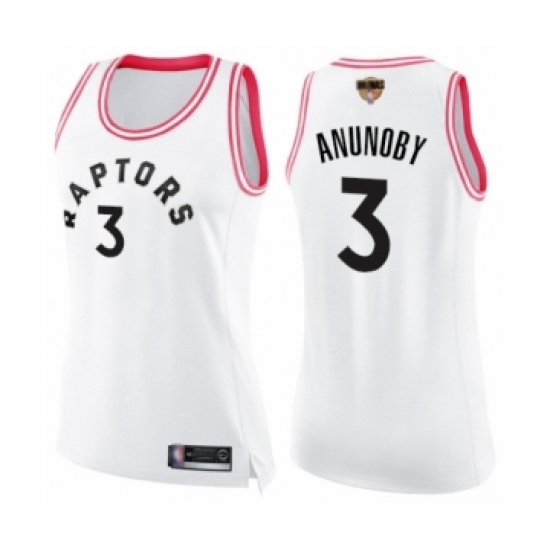 Women's Toronto Raptors #3 OG Anunoby Swingman White Pink Fashion 2019 Basketball Finals Bound Jersey