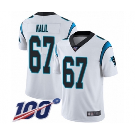 Men's Carolina Panthers #67 Ryan Kalil White Vapor Untouchable Limited Player 100th Season Football Jersey - Ujersey