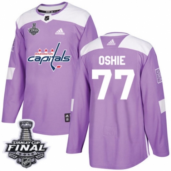 Youth Adidas Washington Capitals #77 T.J. Oshie Authentic Purple Fights Cancer Practice 2018 Stanley Cup Final NHL Jersey - Ujersey
