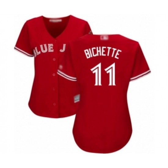 Women's Toronto Blue Jays #11 Bo Bichette Authentic Scarlet Alternate Baseball Player Jersey - Ujersey