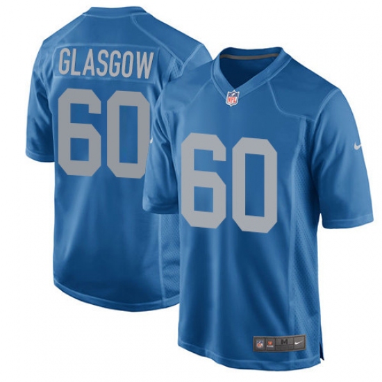 Men's Nike Detroit Lions #60 Graham Glasgow Game Blue Alternate NFL Jersey - Ujersey