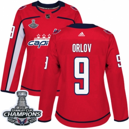 Women's Adidas Washington Capitals #9 Dmitry Orlov Authentic Red Home 2018 Stanley Cup Final Champions NHL Jersey - Ujersey