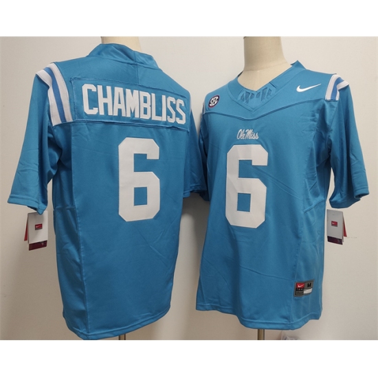 Men's Ole Miss Rebels #6 Trinidad Chambliss Blue 2025 F.U.S.E. Stitched jersey