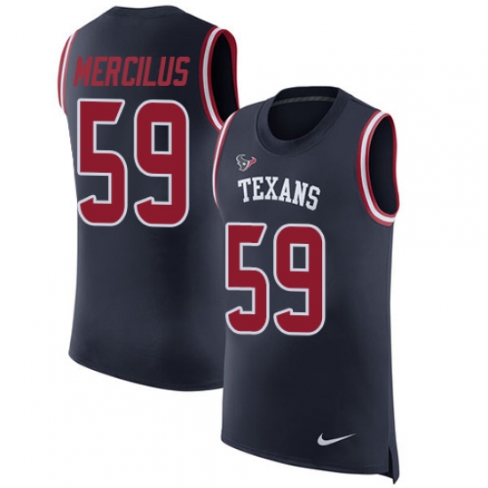 Men's Nike Houston Texans #59 Whitney Mercilus Limited Navy Blue Rush Player Name & Number Tank Top NFL Jersey - Ujersey