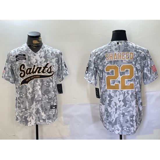Men's New Orleans Saints #22 Rashid Shaheed Arctic Camo 2024 Salute to Service Stitched Baseball Jersey - Ujersey