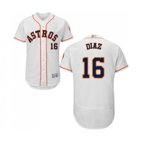Men's Houston Astros #16 Aledmys Diaz White Home Flex Base Authentic Collection Baseball Jersey - Ujersey