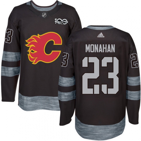 Men's Adidas Calgary Flames #23 Sean Monahan Authentic Black 1917-2017 100th Anniversary NHL Jersey - Ujersey