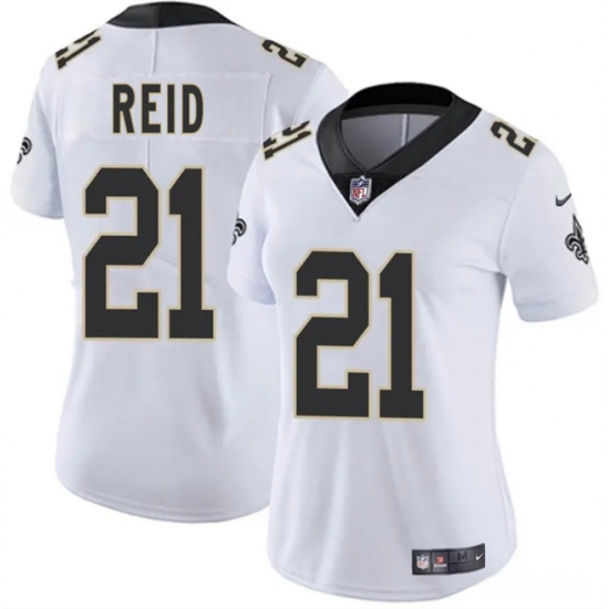 Women's New Orleans Saints #21 Justin Reid White 2025 Vapor Stitched Game Jersey(Run Small) - Ujersey