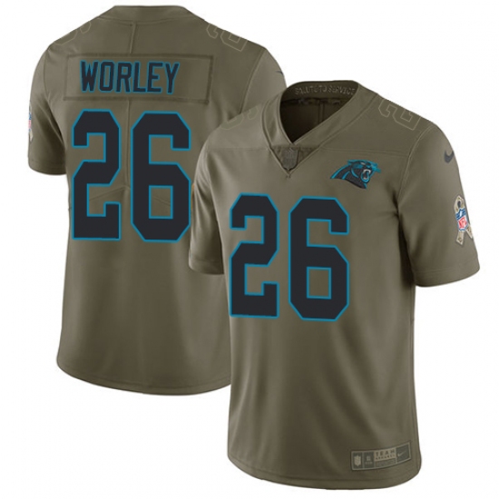 Youth Nike Carolina Panthers #26 Daryl Worley Limited Olive 2017 Salute to Service NFL Jersey - Ujersey