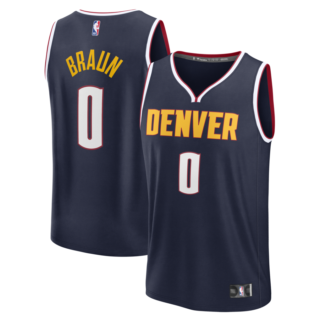 Men's Denver Nuggets Christian Braun Fanatics Navy Fast Break Replica Jersey - Icon Edition - Vujersey Los Angeles Rams