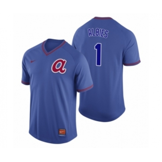 Women Atlanta Braves #1 Ozzie Albies Royal Cooperstown Collection Legend Jersey - Ujersey