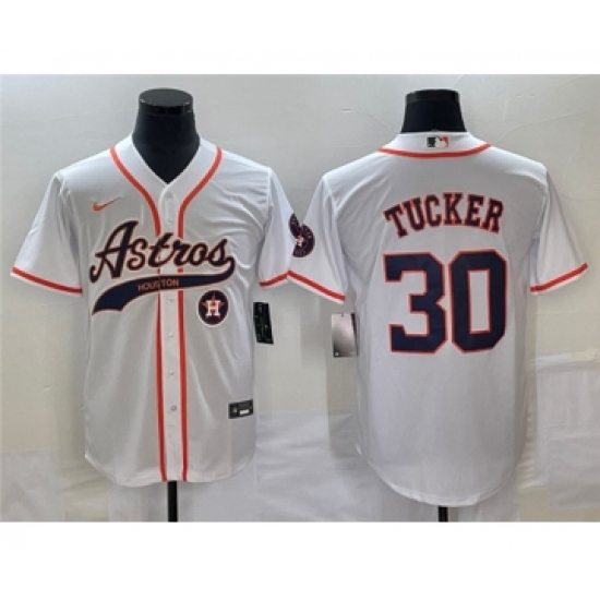 Men's Houston Astros #30 Kyle Tucker White Cool Base Stitched Baseball Jersey - Ujersey