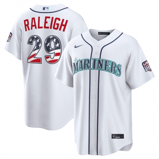 Men's Seattle Mariners #29 Big Dumper White USA 250 Fourth of July Home Stitched Baseball Jersey - Ujersey