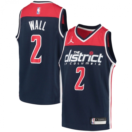Youth Washington Wizards #2 John Wall Jordan Brand Navy 2020-21 Swingman Player Jersey - Ujersey