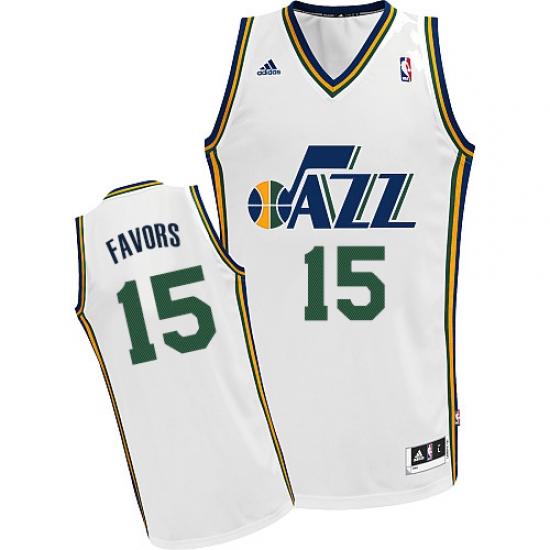 Men's Adidas Utah Jazz #15 Derrick Favors Swingman White Home NBA Jersey
