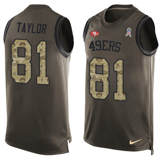 Men's Nike San Francisco 49ers #81 Trent Taylor Limited Green Salute to Service Tank Top NFL Jersey - Ujersey