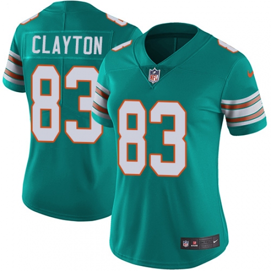 Women's Nike Miami Dolphins #83 Mark Clayton Aqua Green Alternate Vapor Untouchable Limited Player NFL Jersey - Ujersey