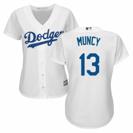 Women's Majestic Los Angeles Dodgers #13 Max Muncy Authentic White Home Cool Base MLB Jersey - Ujersey
