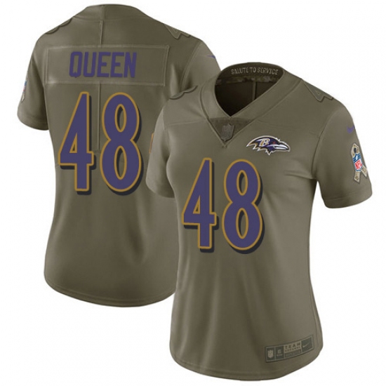 Women's Baltimore Ravens #48 Patrick Queen Olive Stitched NFL Limited 2017 Salute To Service Jersey - Ujersey