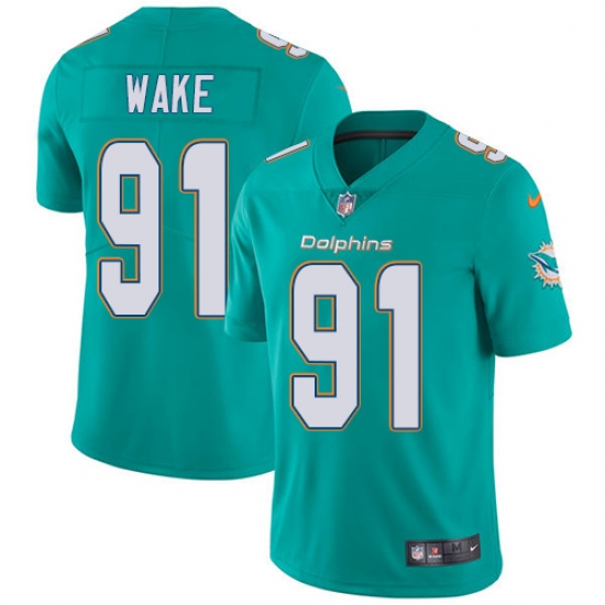 Youth Nike Miami Dolphins #91 Cameron Wake Aqua Green Team Color Vapor Untouchable Limited Player NFL Jersey - Ujersey