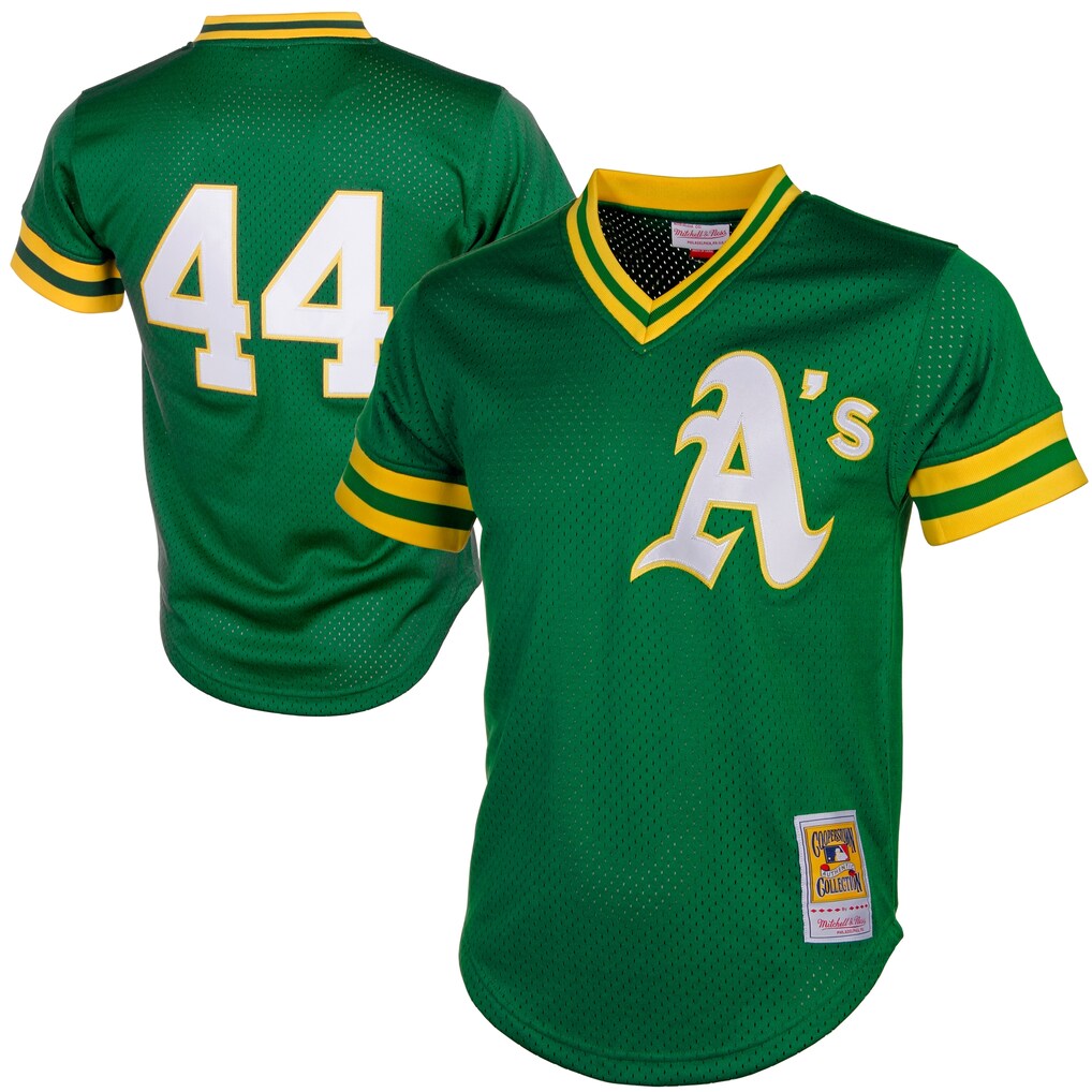 Men's Athletics Reggie Jackson Mitchell & Ness Green Authentic Batting Practice Jersey - ujerseystore