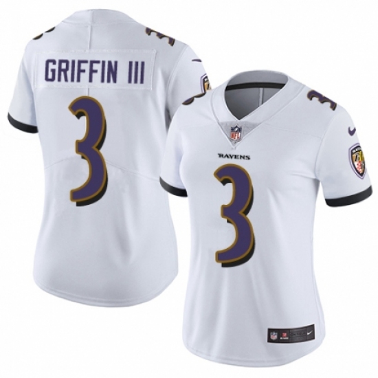 Women's Nike Baltimore Ravens #3 Robert Griffin III White Vapor Untouchable Limited Player NFL Jersey - Ujersey