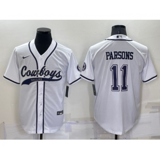 Men's Dallas Cowboys #11 Micah Parsons White Stitched Cool Base Nike Baseball Jersey - Ujersey