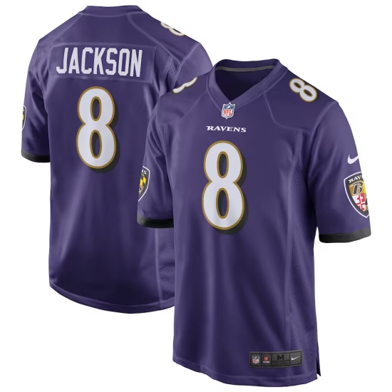 Men's Baltimore Ravens #8 Lamar Jackson Nike Purple Game Jersey - Ujersey