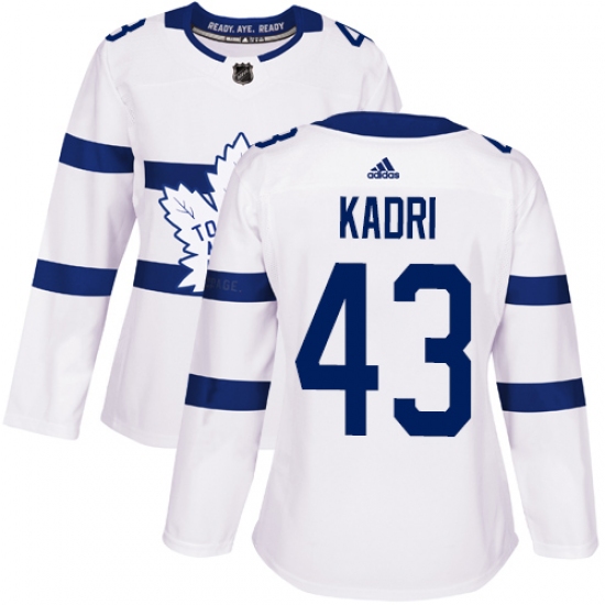 Women's Adidas Toronto Maple Leafs #43 Nazem Kadri Authentic White 2018 Stadium Series NHL Jersey - Ujersey