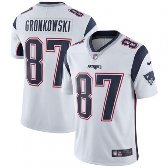 Men's Nike New England Patriots #87 Rob Gronkowski White Vapor Untouchable Limited Player NFL Jersey - Ujersey
