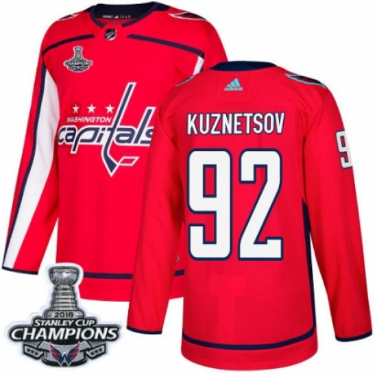 Men's Adidas Washington Capitals #92 Evgeny Kuznetsov Premier Red Home 2018 Stanley Cup Final Champions NHL Jersey - Ujersey