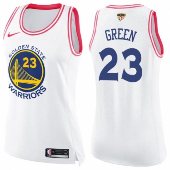 Women's Nike Golden State Warriors #23 Draymond Green Swingman White/Pink Fashion 2018 NBA Finals Bound NBA Jersey - Ujersey