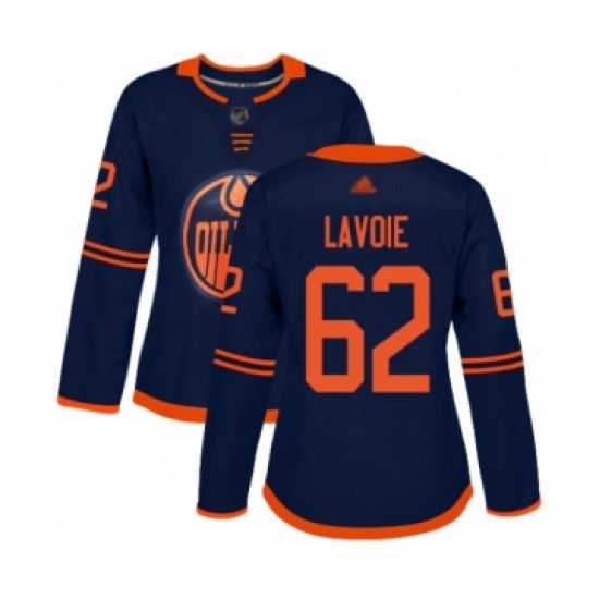 Women's Edmonton Oilers #62 Raphael Lavoie Authentic Navy Blue Alternate Hockey Jersey - Ujersey
