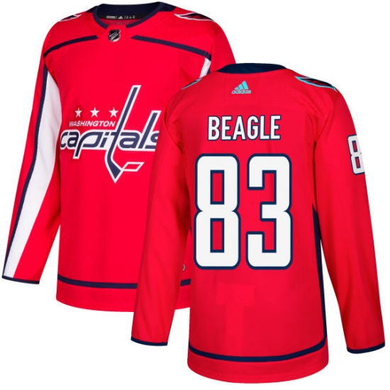 Men's Adidas Washington Capitals #83 Jay Beagle Authentic Red Home NHL Jersey - Ujersey