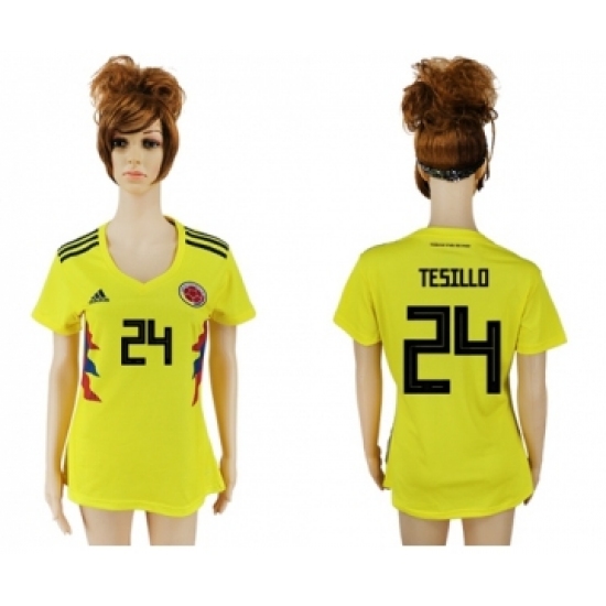 Women's Colombia #24 Tesillo Home Soccer Country Jersey