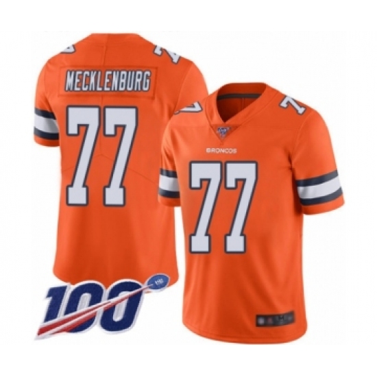 Men's Denver Broncos #77 Karl Mecklenburg Limited Orange Rush Vapor Untouchable 100th Season Football Jersey - Ujersey